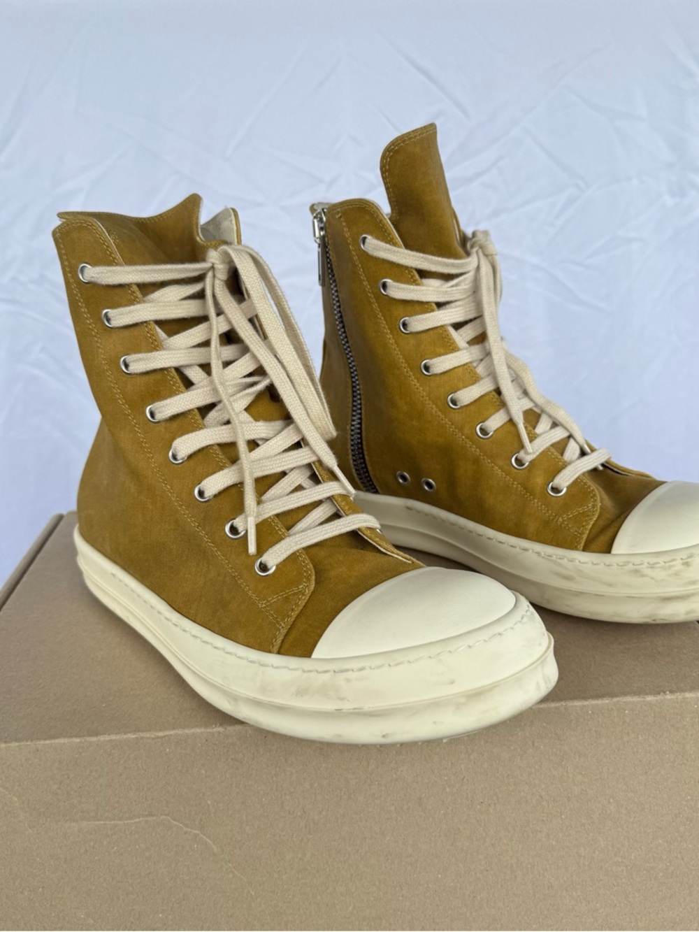 Rick owens drkshdw ochre/milk ramones sneakers